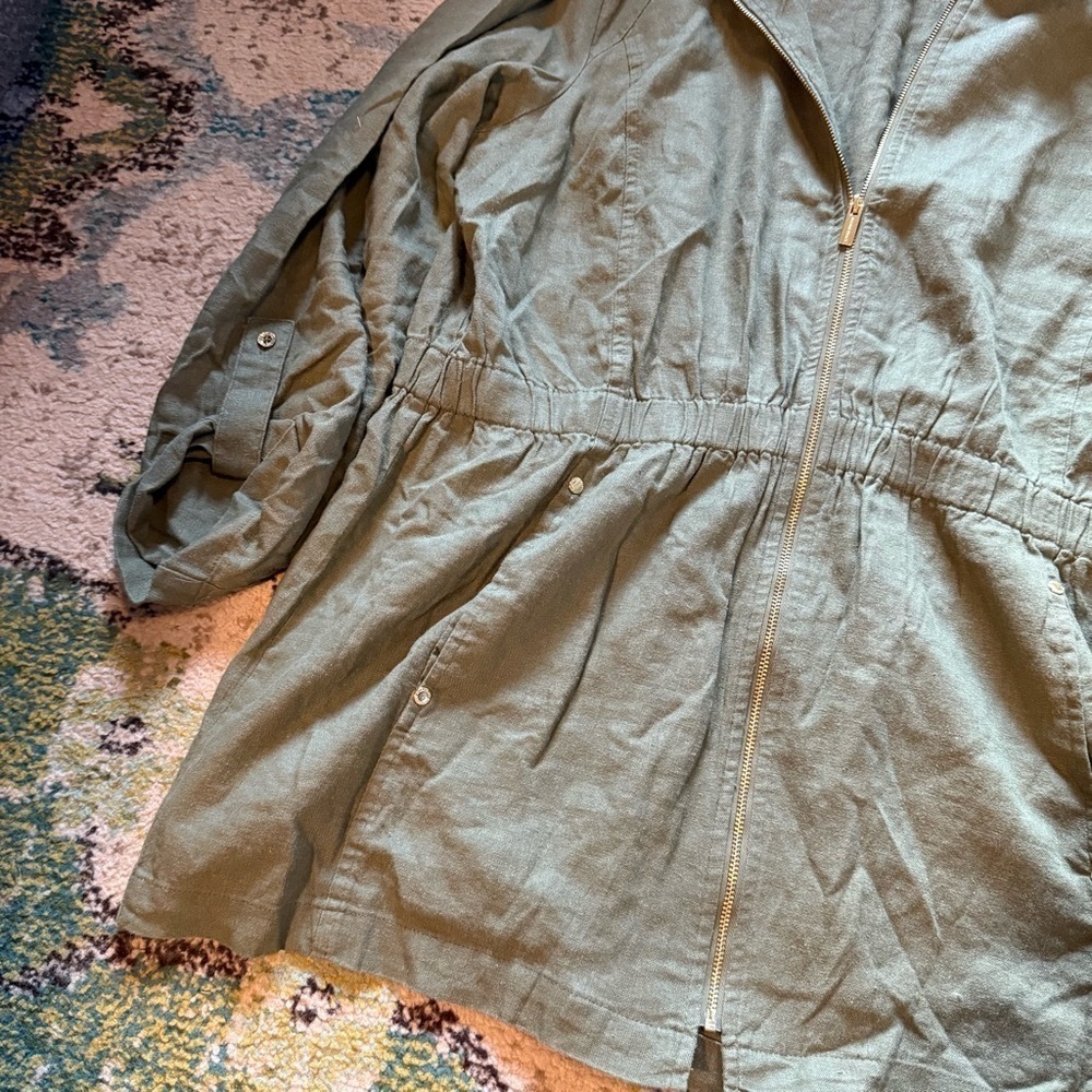 Olive Green Ellen Tracy linen Women's Jacket - Picture 3 of 7